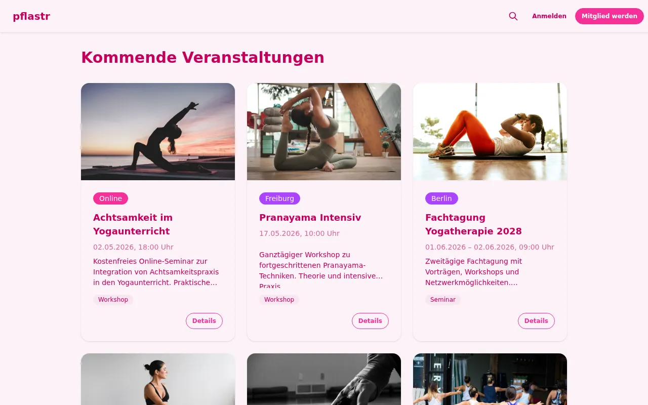 Öffentliche Veranstaltungsliste mit Kartenansicht