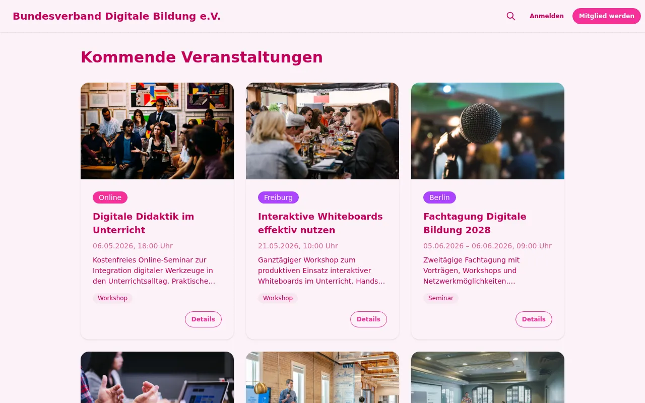 Öffentliche Veranstaltungsliste mit Kartenansicht